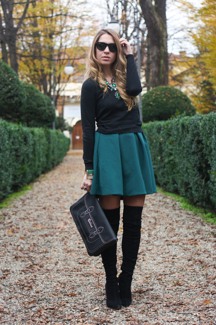 green and black outfit